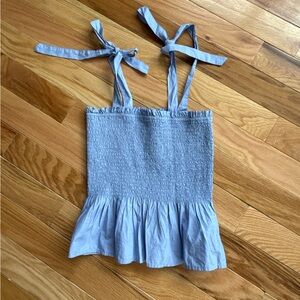 J. Crew Light Blue Smocked Top